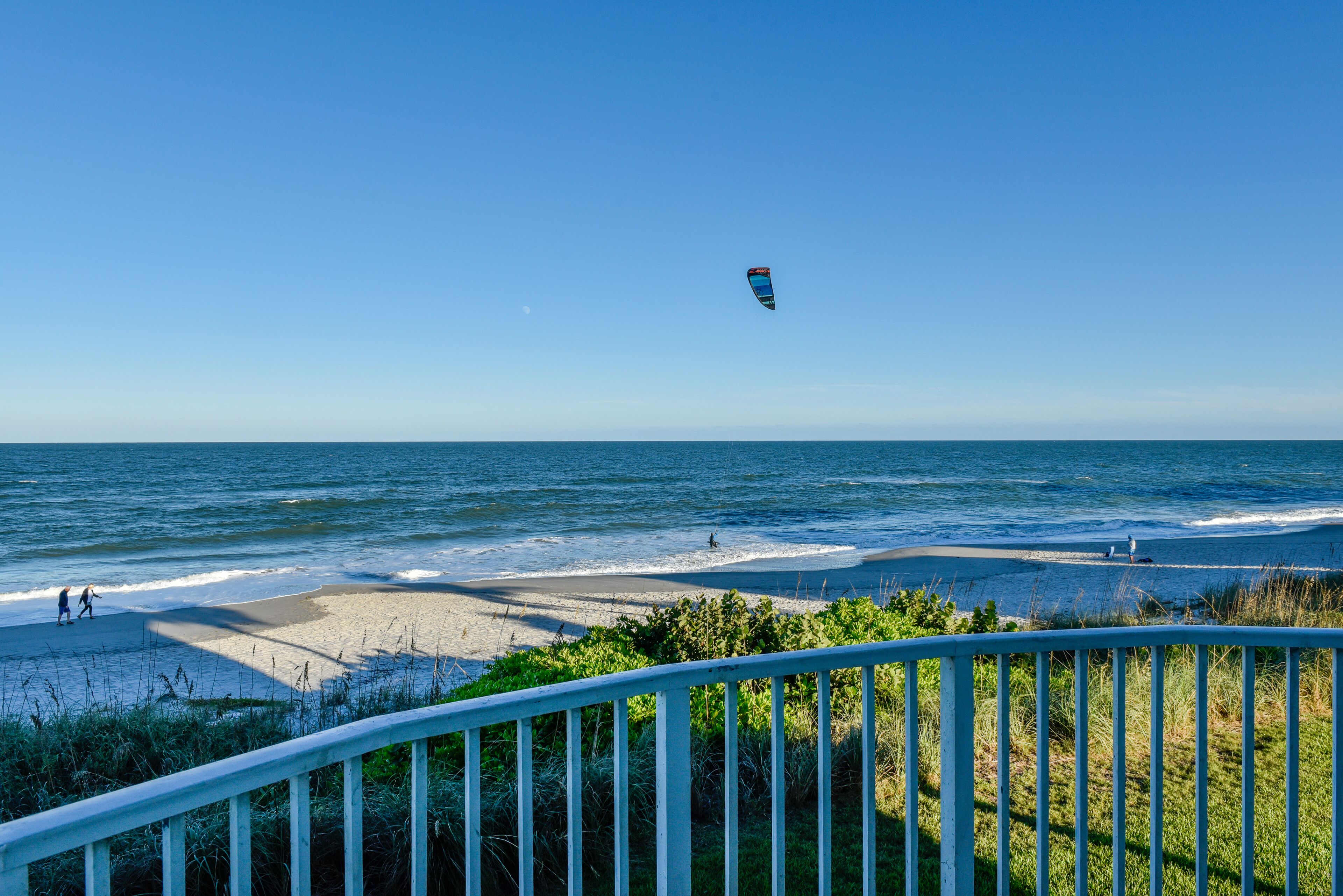 On the beach, sun loungers, beach towels