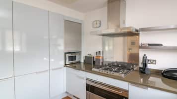Fridge, dishwasher, electric kettle, toaster