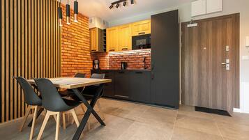 Classic Apartment | Private kitchenette | Espresso maker, fridge, microwave, stovetop