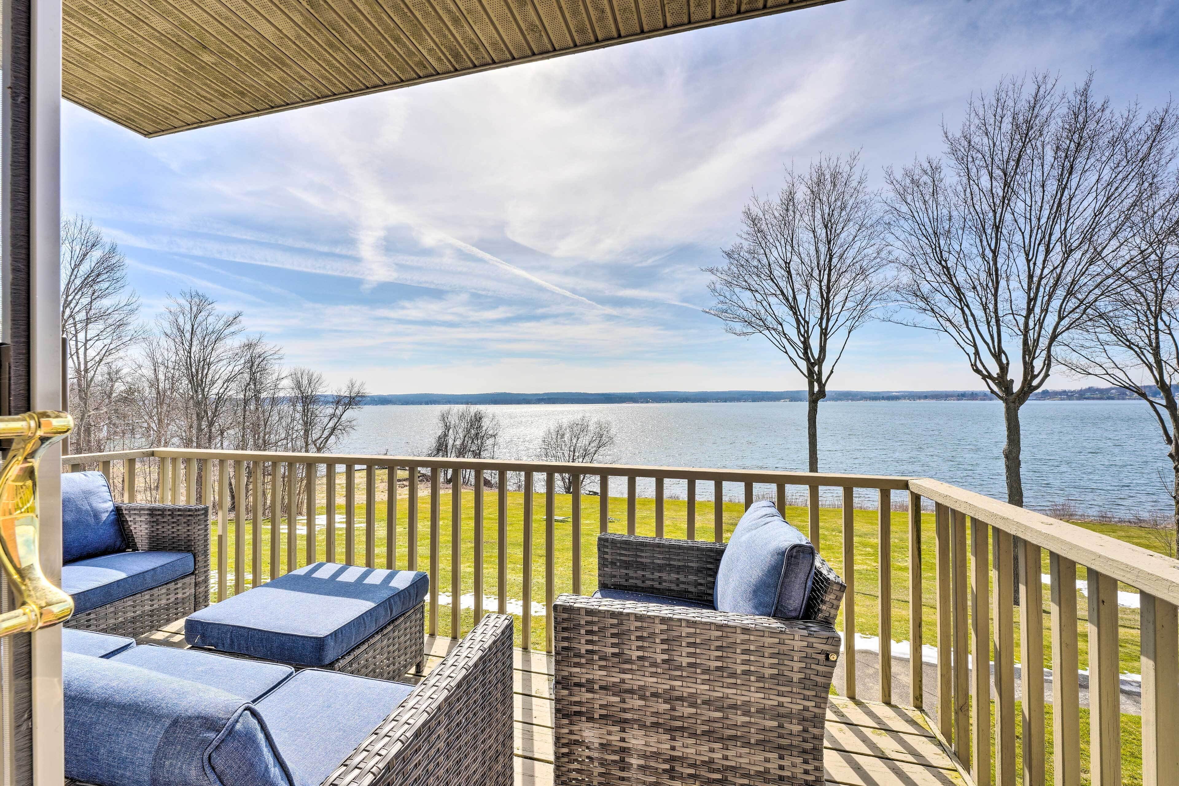 Waterfront Dewittville Condo w/ Furnished Balcony!