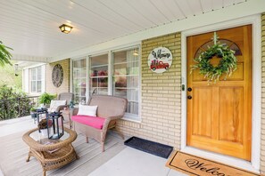 House (3 Bedrooms) | Front of property - Fire Pit & Game Room: Family Home in Marshall (Weaverville)