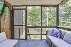 House (3 Bedrooms) | Interior - Screened Porch & Deck: Pet-friendly Poconos Escape (Lackawaxen)