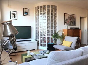Televisión, reproductor de DVD, libros y videoteca 