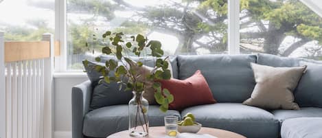 Smart TV, fireplace, stereo