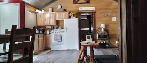 Fridge, microwave, oven