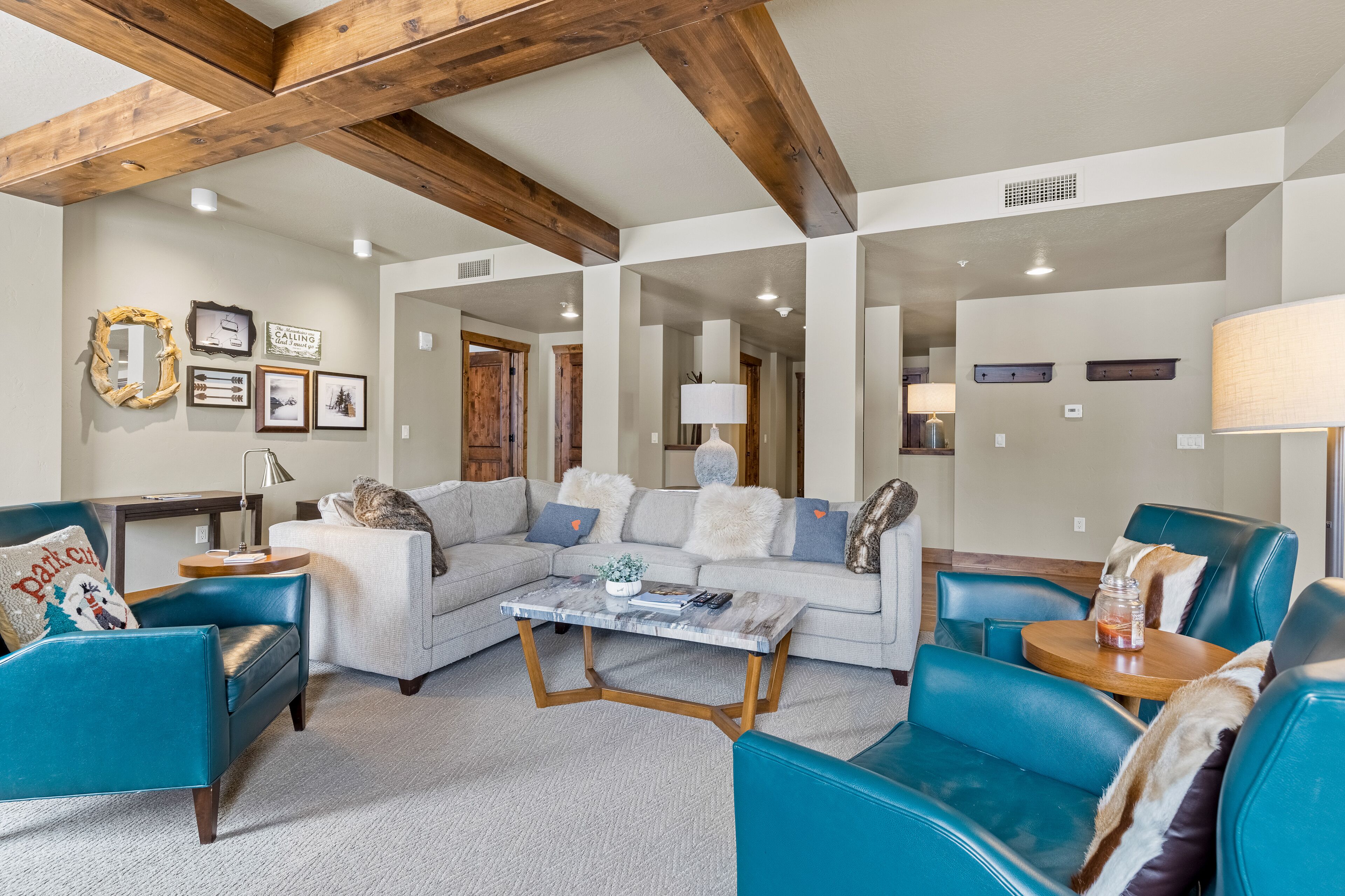 Inviting condo with mountain view, pool, skiing, hot tub, game room, & W/D