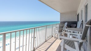 A balcony with a view of the beach and ocean. - Summit Penthouse 3BR 3BA VERY RARE!! (Panama City Beach)