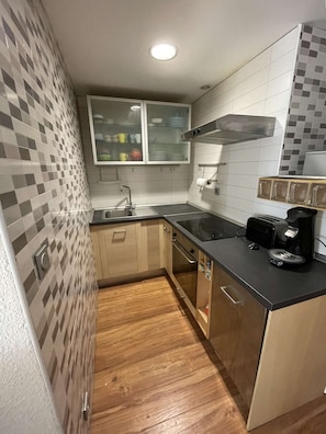 Fridge, microwave, dishwasher, toaster