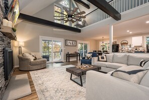 Smart TV, fireplace, video games, books