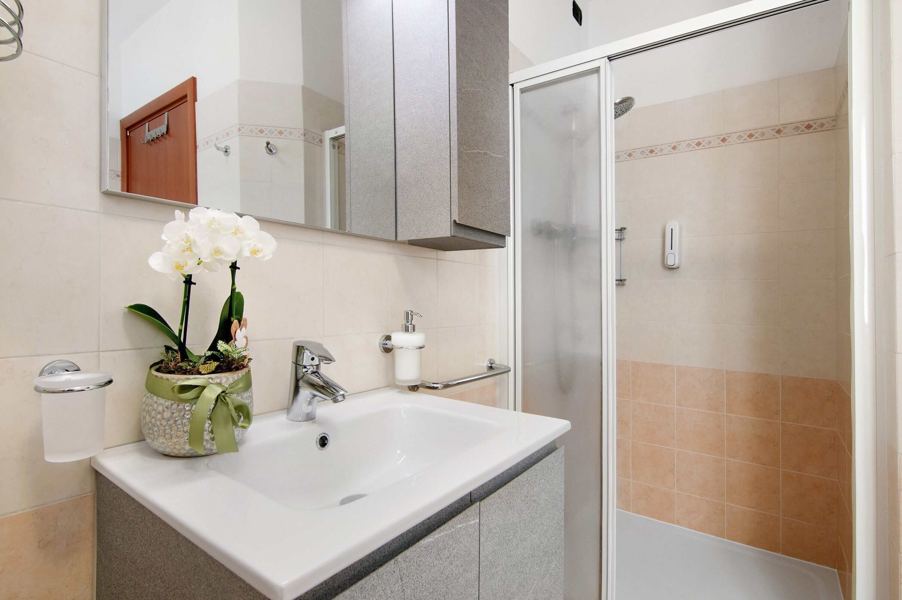 Douche, sèche-cheveux, serviettes fournies, papier toilette