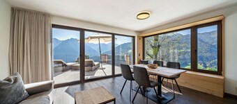 "Sunnseitn Lodge Apt Exclusive Panorama" with heated whirlpool, infrared sauna and large terrace.