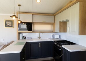 Fridge, toaster, cookware/dishes/utensils