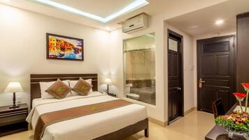 Egyptian cotton sheets, premium bedding, down duvets, minibar