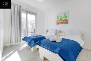 2 bedrooms, desk, iron/ironing board, travel cot