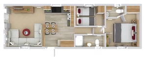 A 2-bedroom apartment with a living room, dining area, kitchen, and separate bedrooms. - Gatehouse View (Pet Friendly) (Bishop Auckland)