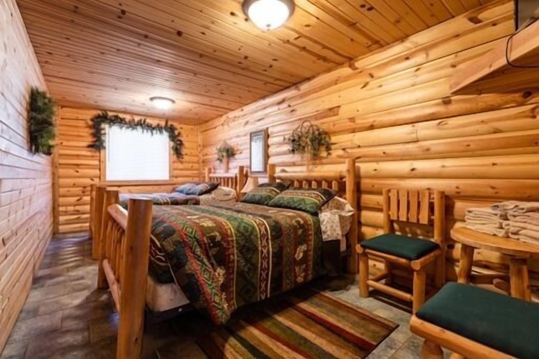 Shared bunkhouse with individual private rooms with separate toilets and showers for men and women