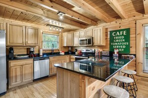 Fridge, microwave, oven, stovetop - Bear Creek Crossing Cabin | Theater, Game Room, Hot Tub & Resort Pools (Sevierville)