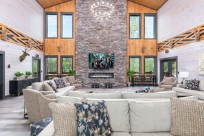 TV, fireplace, video games