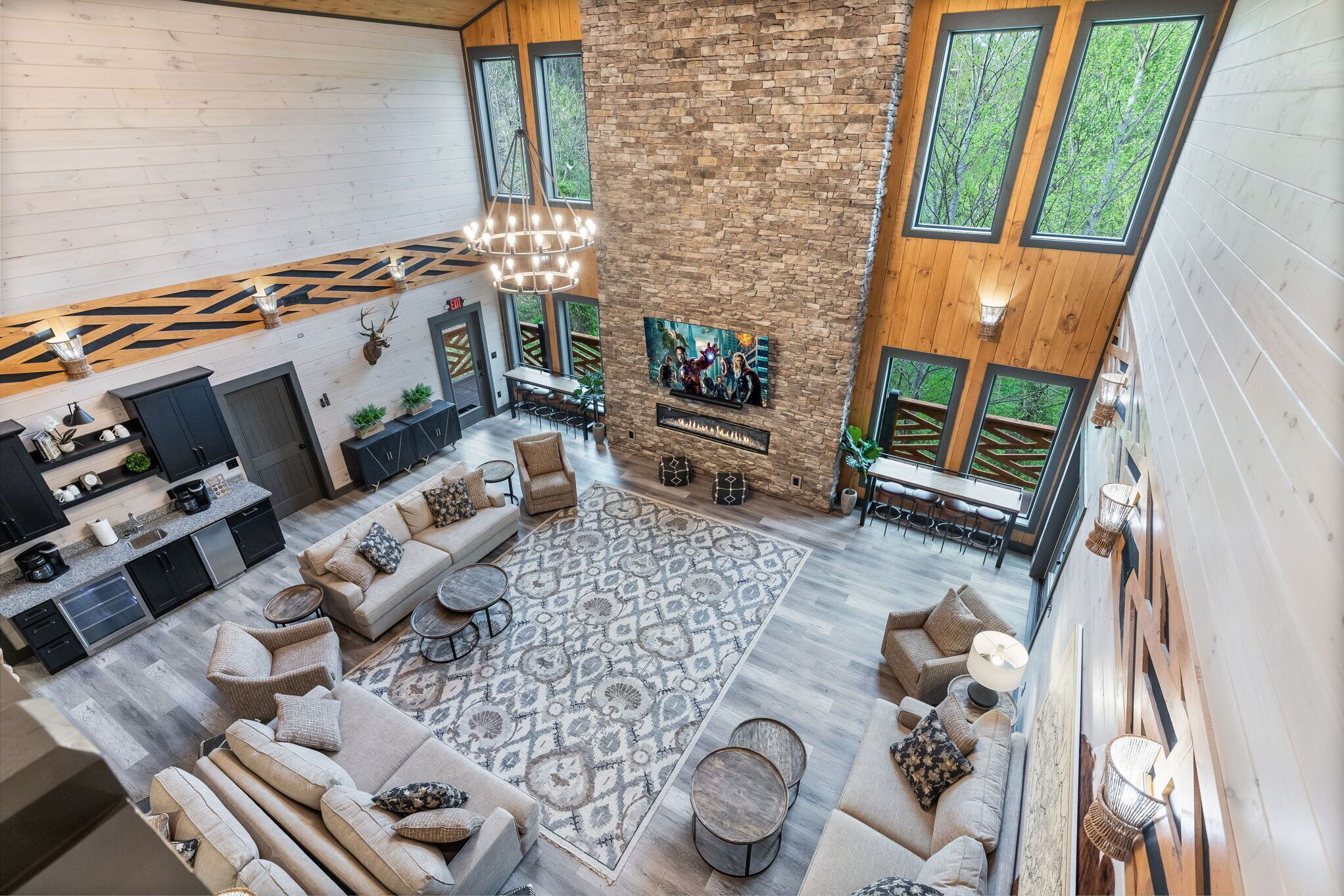 TV, fireplace, video games