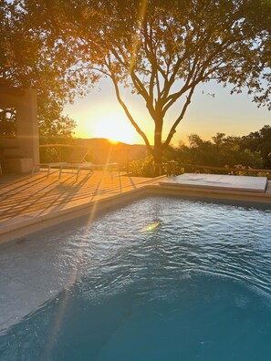 Outdoor pool, pool umbrellas, sun loungers - B&B Maison Gigi (La Garde-Freinet)