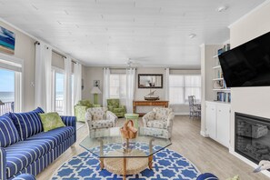 Smart TV, fireplace - Topsail Escape | Ocean Views, Gorgeous Property! (North Topsail Beach)