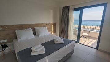 Double Room | Superior Pool & Sea Front | Premium bedding, minibar, desk, laptop workspace