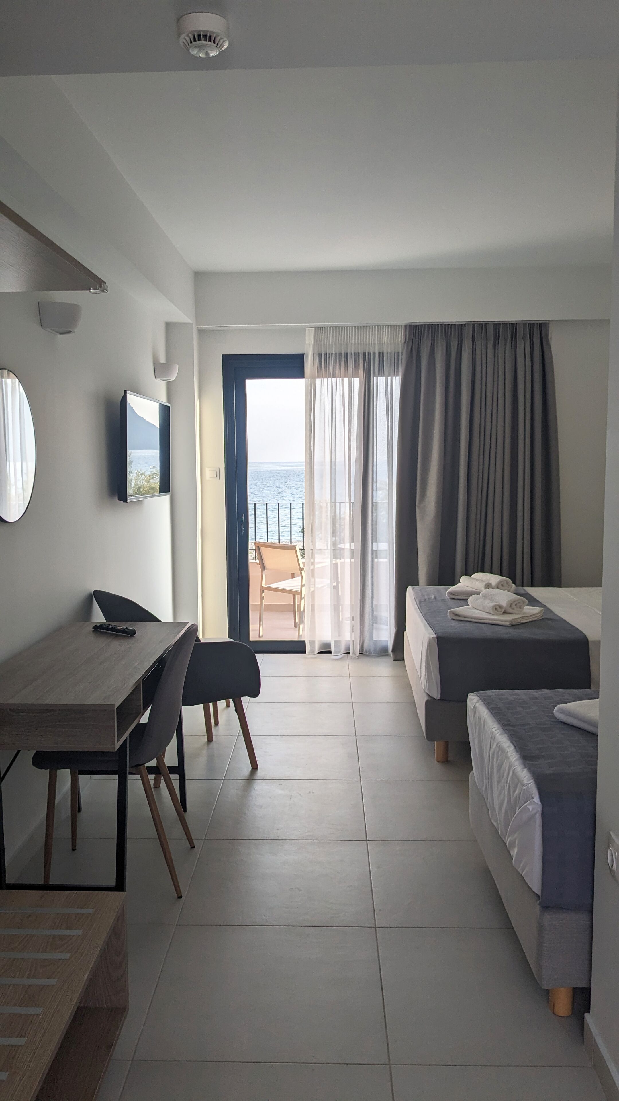 Triple Room | Superior Pool & Sea Front View | Premium bedding, minibar, desk, laptop workspace