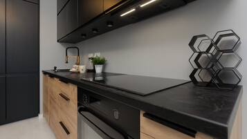 Apartment, 1 Bedroom, Balcony | Private kitchen | Dishwasher, cookware/dishes/utensils