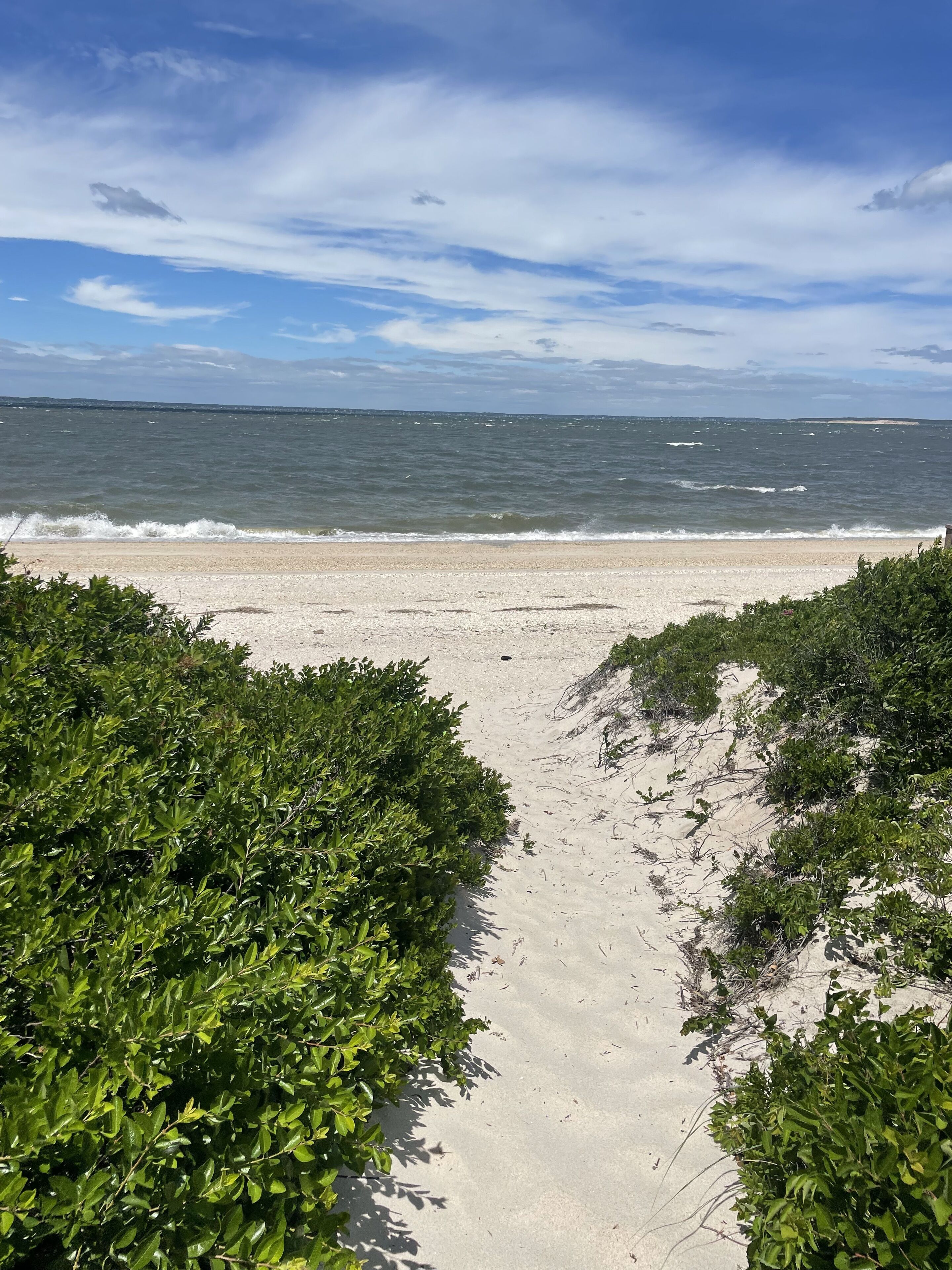 1 minute walk to private path to sandy beach on beautiful Great Peconic Bay.
