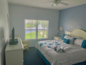 1 bedroom, desk, iron/ironing board, travel cot