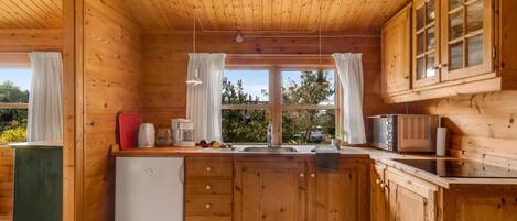 Kjøleskap, kokeplater og kaffetrakter/tekoker