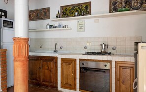 Fridge, stovetop, cookware/dishes/utensils