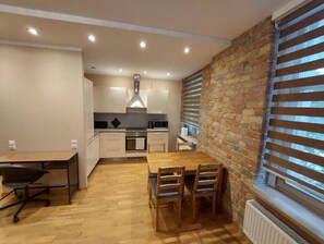 Fridge, microwave, oven, electric kettle