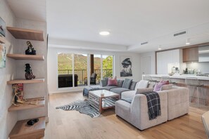 Lejlighed | Opholdsområde | 40-tommers fladskærms-tv med digitale kanaler, tv, pejs