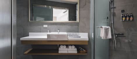 Comfort Quadruple Room | Bathroom | Designer toiletries, hair dryer, slippers, electronic bidet