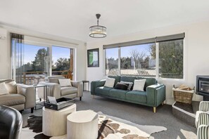 TV, fireplace, offices