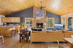 TV, fireplace, offices