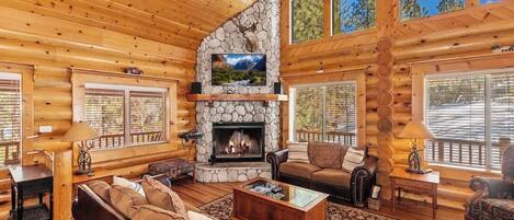 Televisión y chimenea