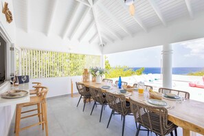 Outdoor dining - 270° Ocean Views from Private Pool & Sun Terrace (Rif St Marie)