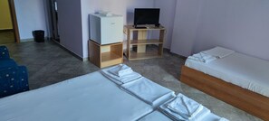 غرفة مزدوجة بتجهيزات أساسية | منطقة المعيشة | تلفزيون بشاشة مسطحة