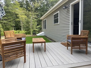 Outdoor dining - Secluded-3 bedroom spacious house in coastal Rhode Island (Little Compton)