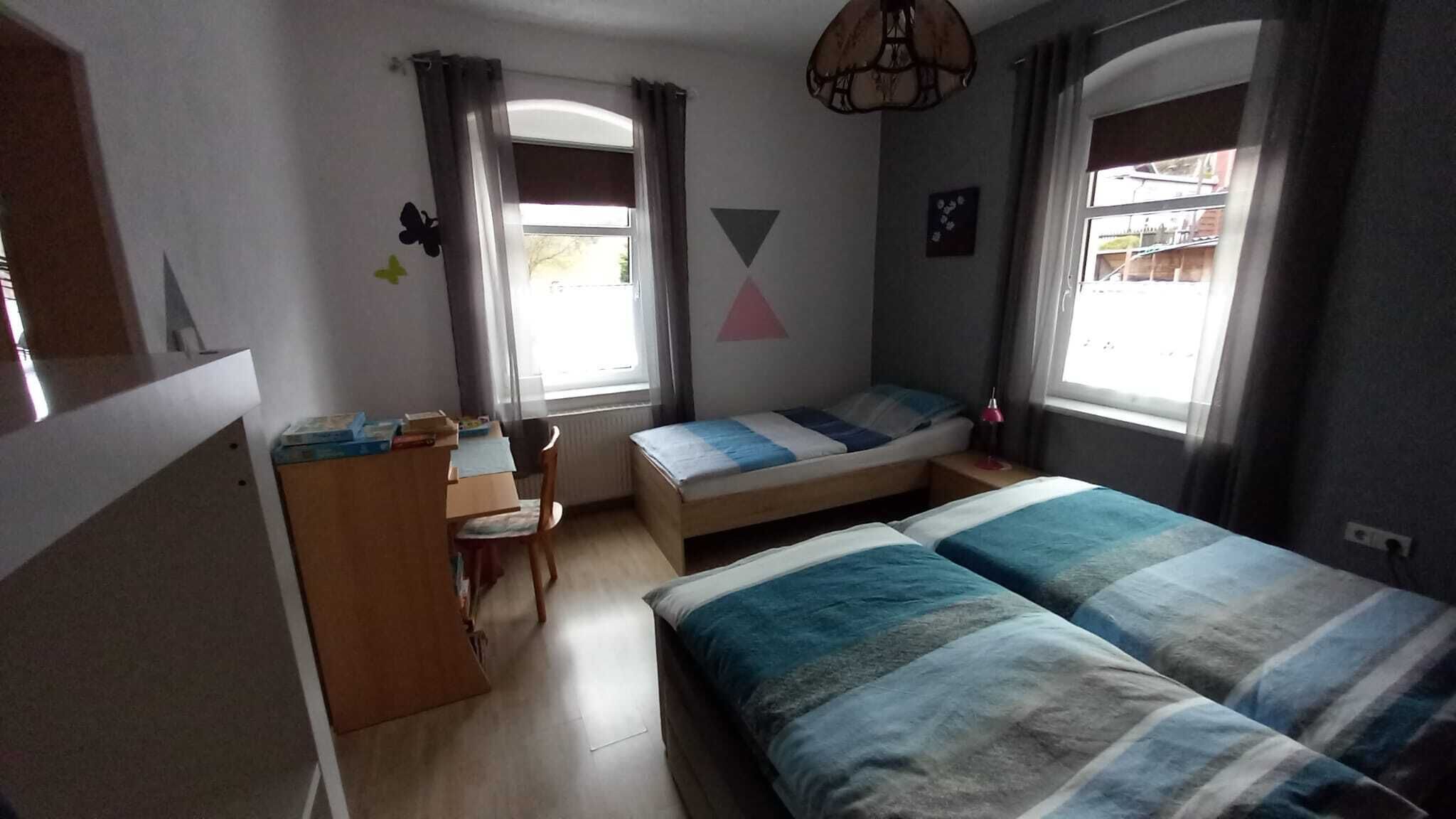 3 bedrooms, desk, iron/ironing board, travel cot