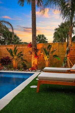 Outdoor pool, a heated pool - Luxe Pool Oasis - One Block to the Beach (Jacksonville Beach)