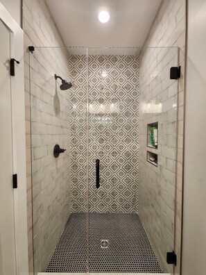 Hair dryer, bidet, towels, soap