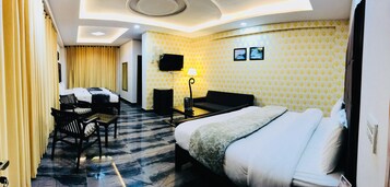 Junior Quadruple Room | Premium bedding, laptop workspace, free WiFi, bed sheets
