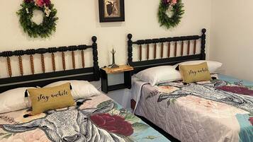 2 bedrooms, bed sheets