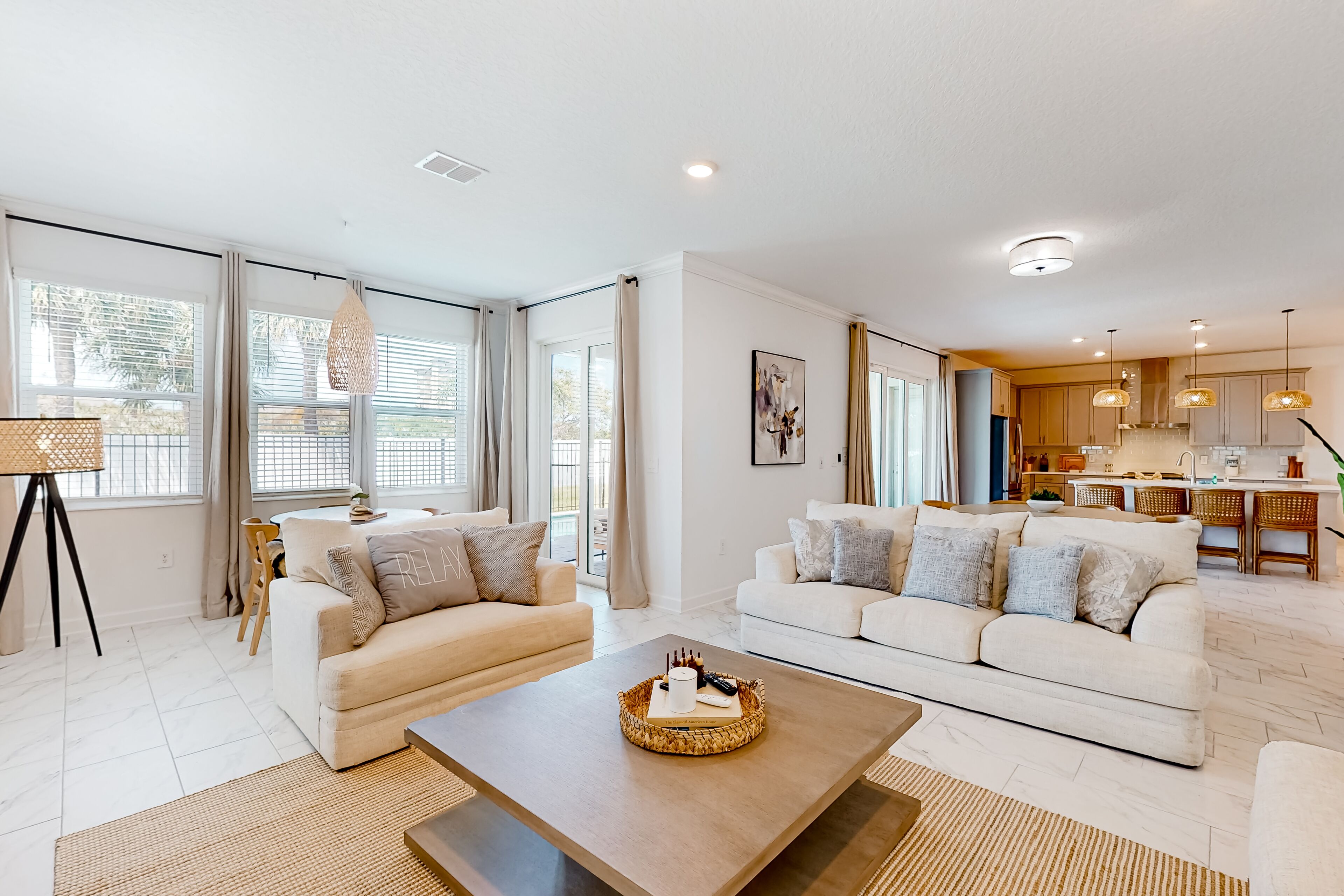 Luxury home with a pool, game room, gourmet kitchen, & AC - private beach access