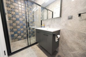 Hair dryer, towels, toilet paper
