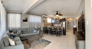 Condo, 2 Bedrooms, Ocean View | Living area | 65-inch Smart TV with cable channels, TV - Aguada Beach Condos (Aguada)
