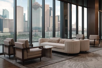 Hotel entrance and lobby at Thompson Houston, by Hyatt